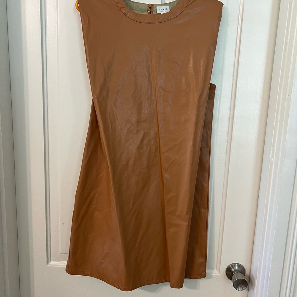 Le Lis Tan Leather Mini Dress